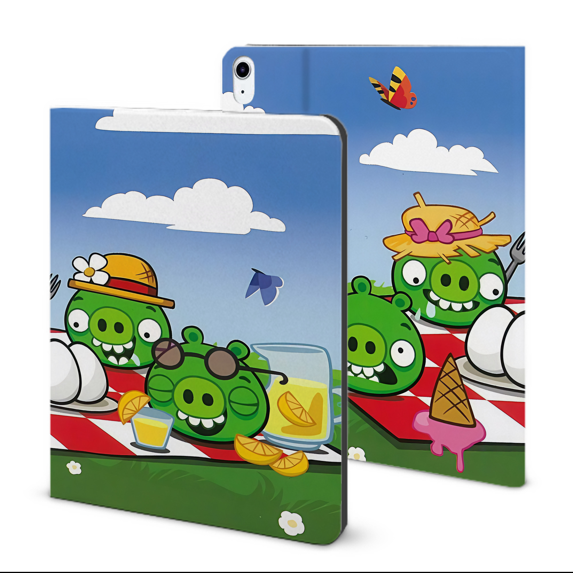 （画像用） Angry Birds アングリーバード IPad ケース ブック型 PUレザー TPU 耐衝撃 軽量 薄型 ペン収納なし 全面保護 IPad 各モデル対応